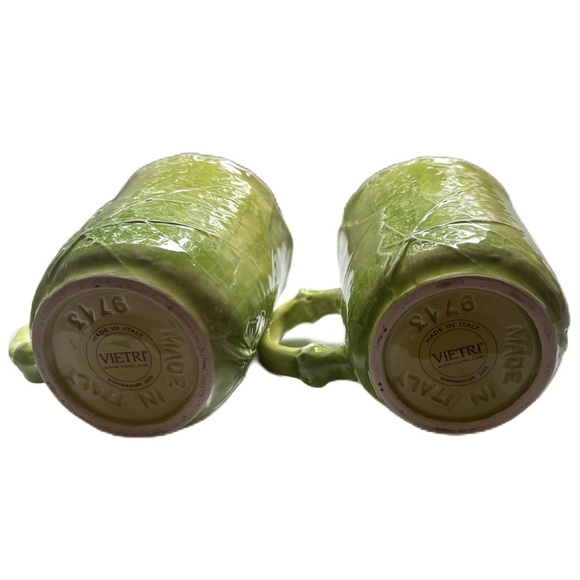 Vietri Set of 4 Green Cabbage Mugs‎ Vintage Made in Italy Hard to Find 9713 - Picture 3 of 13
